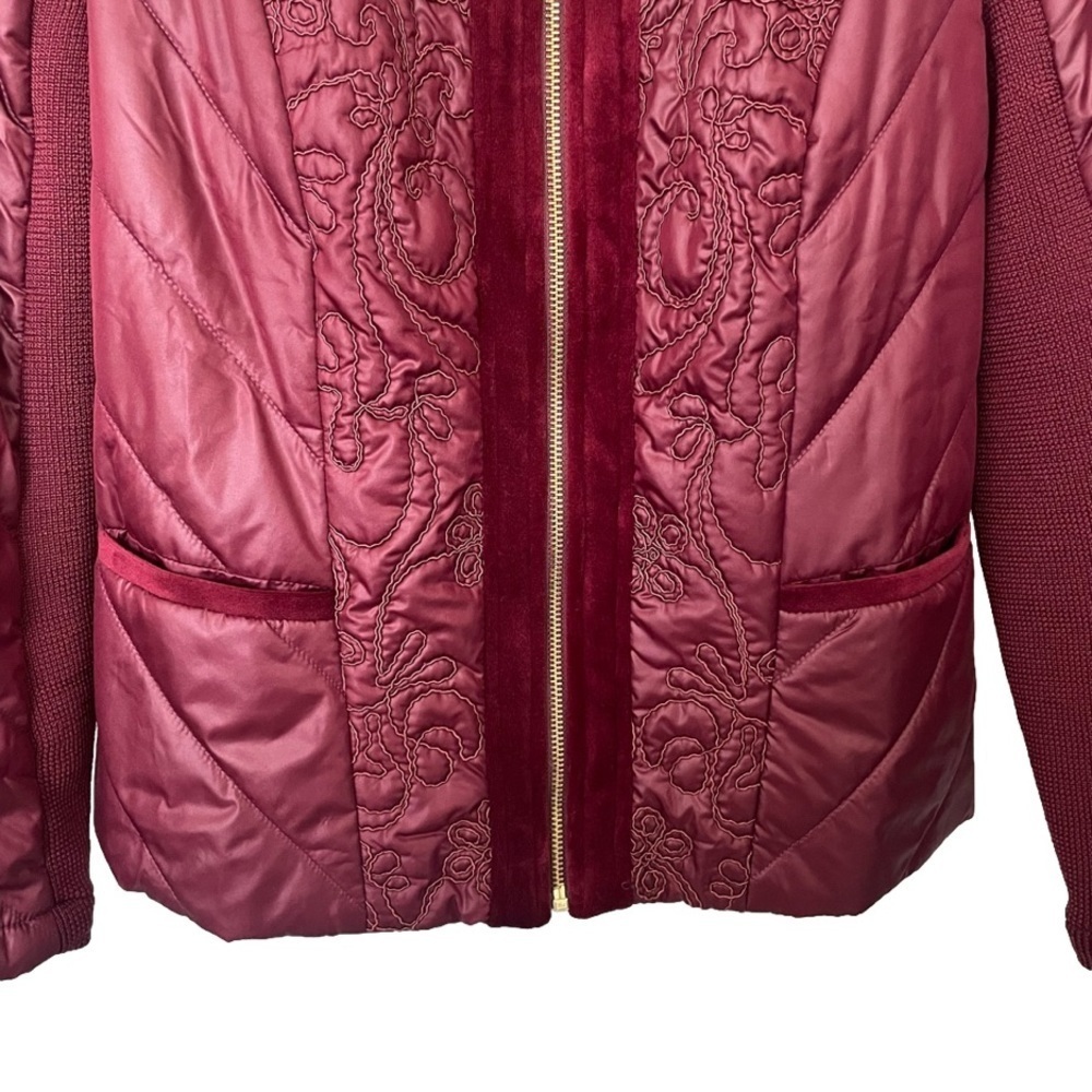 Chico's Zenergy Velvet Trim Jacket Size 0 Long Sleeve Zipper Front Open Front - Picture 5 of 11